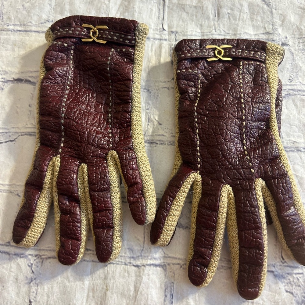 ARIS SNUGGLER VINYL WITH COTTON BACKING ACRYLIC LINING BURGUNDY/TAN GLOVES L